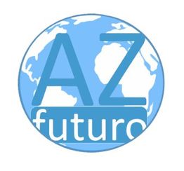 AZ futuro-Logo in einer blauen Weltkugel mit weißen Kontinenten.