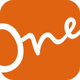 Orange Logo mit weißem Schriftzug "One" auf abgerundeten Ecken.