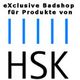 HSK-Logo mit dem Text „exklusive Badshop für Produkte von HSK“ und blauen Linien darüber.