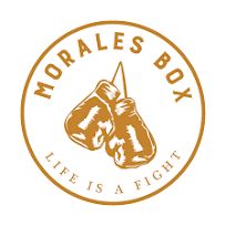 Logotipo circular "Morales Box" con guantes de boxeo y el texto "Life is a fight".