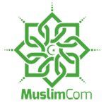 Green geometric star pattern with "MuslimCom" written below.