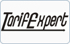 Schwarzer Schriftzug "TarifExpert" auf weißem Hintergrund mit Punktmuster und Pfeil darunter.