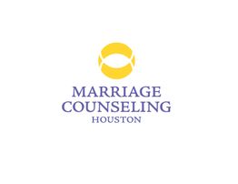 Marriage Counseling Houston logo with a yellow abstract symbol above the text.