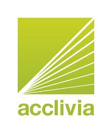 Grünes Logo mit weißen Linien und dem Wort "acclivia" darunter.