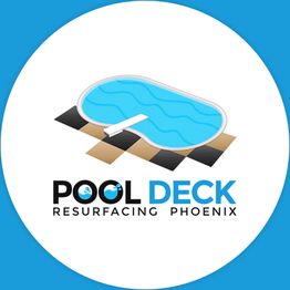 Illustration of a pool and deck with text: "Pool Deck Resurfacing Phoenix."
