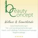 Logo des Beauty Concept Wellness- und Kosmetikstudios mit Behandlungsangeboten und 5 Sternen.