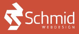Logo von Schmid Webdesign auf rotem Hintergrund.