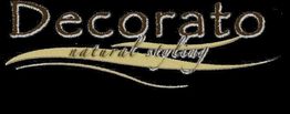 "Logo met tekst: 'Decorato natural styling', zwart en beige achtergrond."