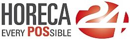 Logo mit Text "Horeca 24 Every Possible" in Schwarz und Rot.