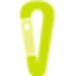 Mosquetón verde simple sobre fondo blanco.