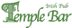 Texto verde "Irish Pub Temple Bar" con ícono de duende al inicio.
