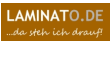 Logo von Laminato.de mit dem Slogan "...da steh ich drauf!" auf braunem Hintergrund.
