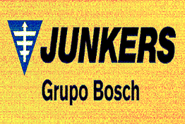 Logotipo de Junkers, parte del Grupo Bosch, con fondo amarillo y símbolo azul a la izquierda.