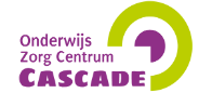 Logo van Onderwijs Zorg Centrum Cascade met paarse en groene elementen.