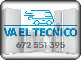 Electrodomésticos con logo y número de contacto de servicio técnico.