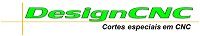 Logo com texto "DesignCNC" e "Cortes especiais em CNC" em verde.
