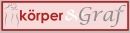 Logo mit Text "körper & Graf" in rotem und grauem Schriftzug auf hellrosa Hintergrund.