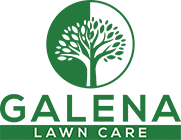 Green lawn care logo with a stylized leaf design.