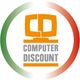 Logo di Computer Discount con cerchio tricolore verde, bianco e rosso.