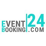 Eventbooking24-Logo in Türkis und Grau auf weißem Hintergrund.