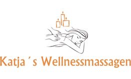 Zeichnung einer Frau bei Massage mit Kerzen. Text: "Katja´s Wellnessmassagen".