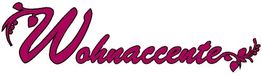 Logo mit dem Wort "Wohnaccente" in stilvoller Schrift und floralen Akzenten in Lila.