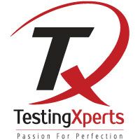 Logo of TestingXperts with tagline "Passion For Perfection," featuring "T" and "X" design.