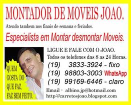 Anúncio de montador de móveis, com foto e contatos do profissional, destacando especialidade.