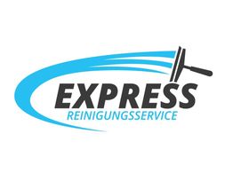 Logo von "Express Reinigungsservice" mit blauer Welle und einem Fensterabzieher.