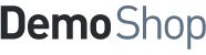 Schwarz-weißes Logo mit dem Text "DemoShop" in klarer Schrift.