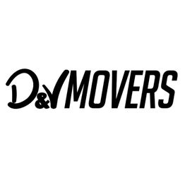 "D&V Movers" logo in bold black text on a white background.