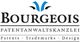 Logo der Bourgeois Patentanwaltskanzlei mit blauem Symbol und Motto: Patente, Marken, Design.