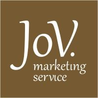 Brauner Hintergrund mit weißem Text: "JoV. marketing service".