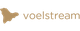 Logo met bruine vierkant en tekst "voelstream" in bruine letters.