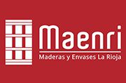 Logo de Maenri con fondo rojo y texto: "Maderas y Envases La Rioja".