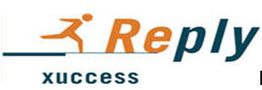 Logo mit orangefarbener Lauf-Silhouette und Text "Reply xuccess".