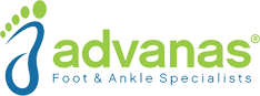 Logo of Advanas Foot and Ankle Specialists with a foot graphic.