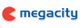 Logo de Megacity con texto azul y un icono rojo a la izquierda.