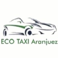 Logotipo de ECO TAXI Aranjuez con dibujo de auto estilizado en tonos verdes y grises.