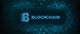 "Blockchain concept with digital circuit design and futuristic blue background."