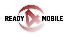 Logo mit rotem Kreis und Text: "Ready 4 Mobile".