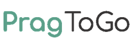 Logo mit Schriftzug "Prag To Go" in grüner und schwarzer Schrift.