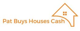 "Logo with text 'Pat Buys Houses Cash' and an orange house outline."