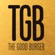 Texto en fondo dorado: "TGB The Good Burger".