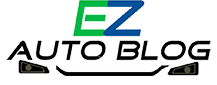 Logo of EZ Auto Blog with stylized car headlights underneath the name.
