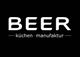 Schwarzes Logo mit weißem Text: "BEER küchen manufaktur".