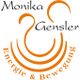 Logo mit dem Text "Monika Gensler, Energie & Bewegung" in schwarzer und orangener Schrift.