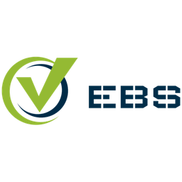 Grünes Häkchen in Kreis neben dem blauen Text "EEBS" auf weißem Hintergrund.