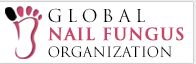 Logo of Global Nail Fungus Organization with foot graphic beside the text.