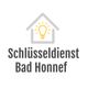 Logo: Graues Haus mit gelber Glühbirne, Text "Schlüsseldienst Bad Honnef" darunter.